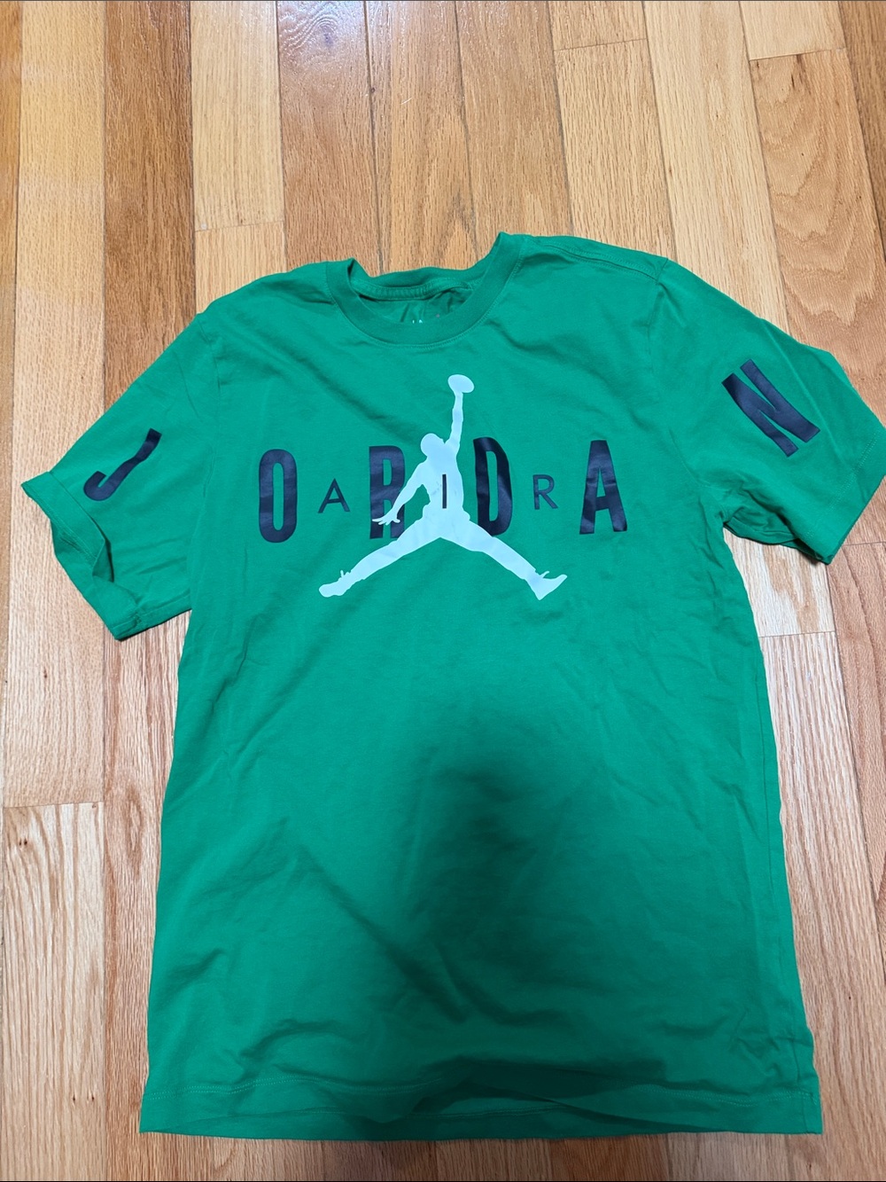 Jordan Green Short Sleeve Tee with White Jumpman Logo